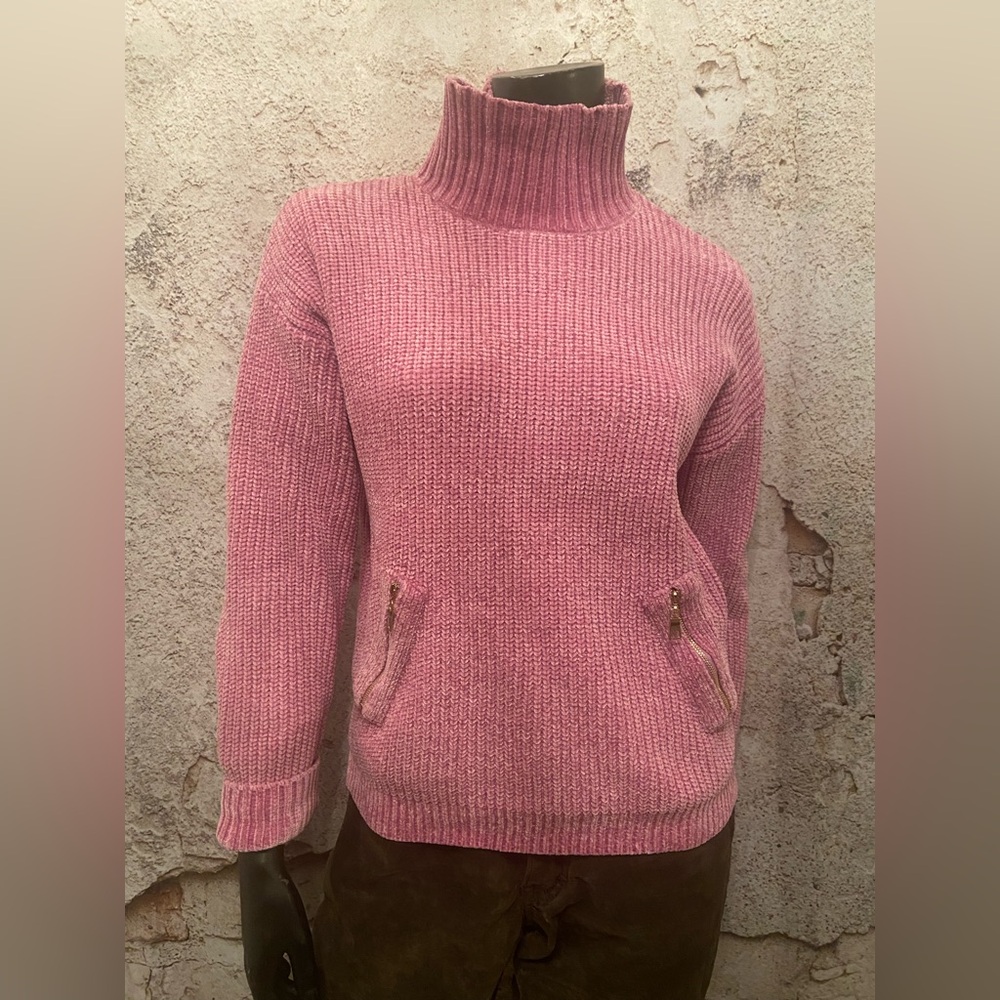Elena Wang Dusty Rose Chenille Turtleneck Sweater
